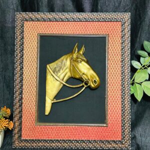BRASS HORSE FACE WALL HANGING  with FRAME (17 x 15 INCH)