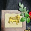 Framed Brass Kamdhenu Cow Wall Hanging Vastu Gau MATA Idol 9 x 8 Inch